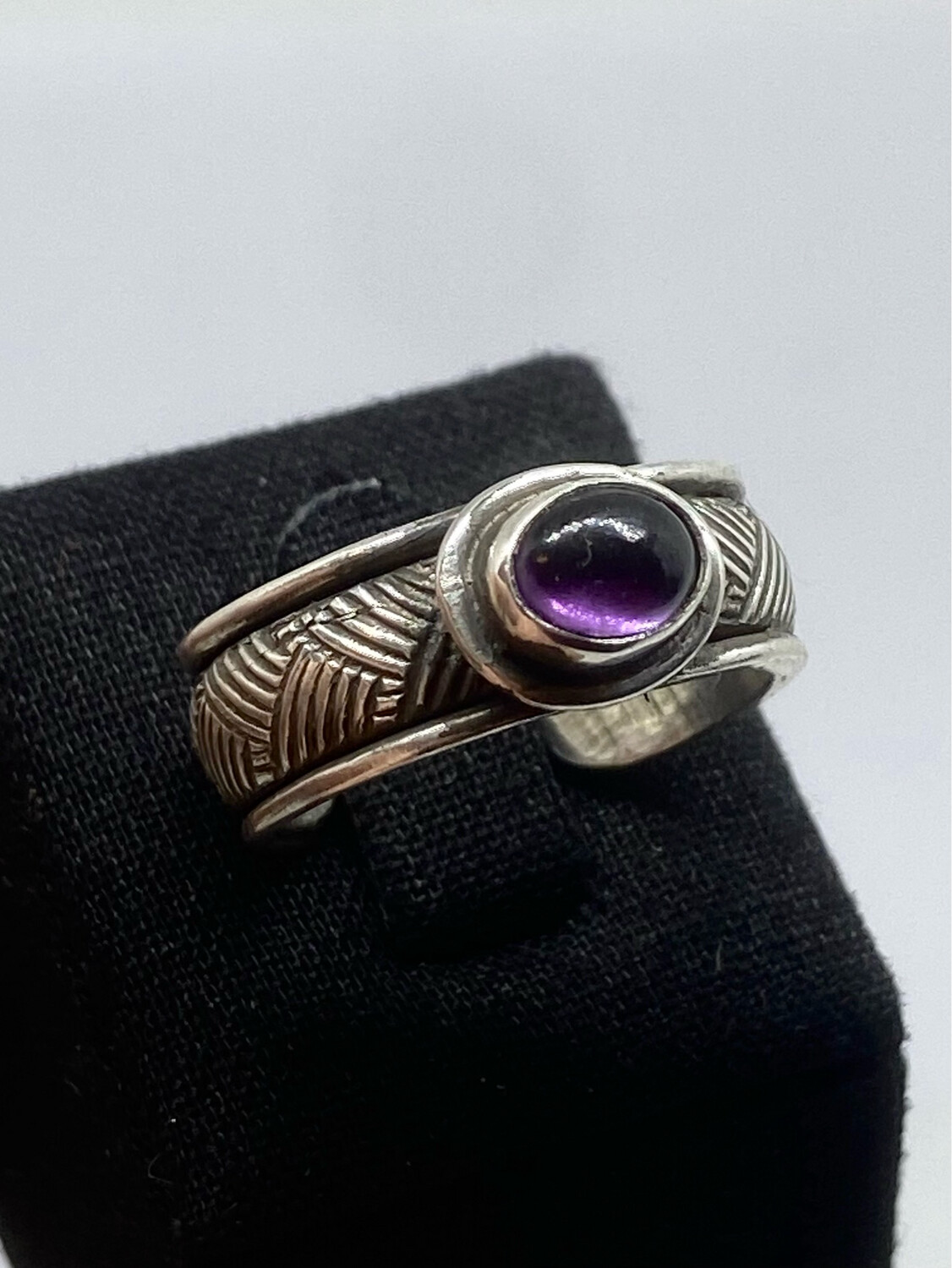 Anello SPILLA ARGENTO AMETISTA VIOLA antica spilla