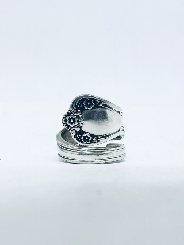 Anello SPIRALE MANICO CUCCHIAINO antica posata in argento