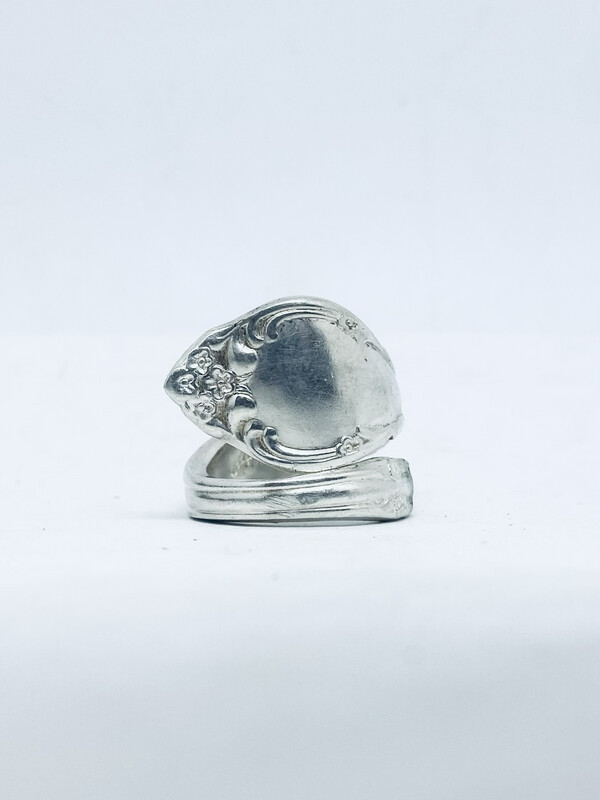 Anello SPIRALE MANICO CUCCHIAINO antica posata in argento