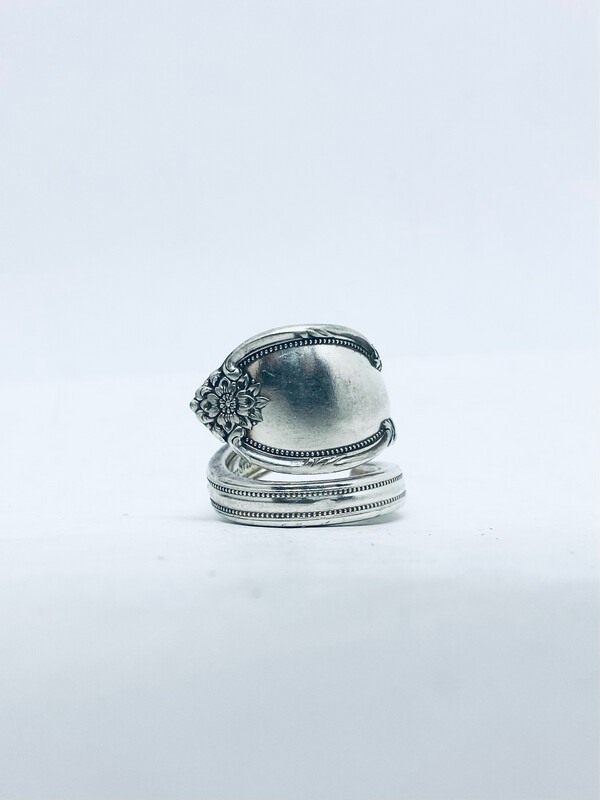 Anello SPIRALE MANICO CUCCHIAINO antica posata in argento