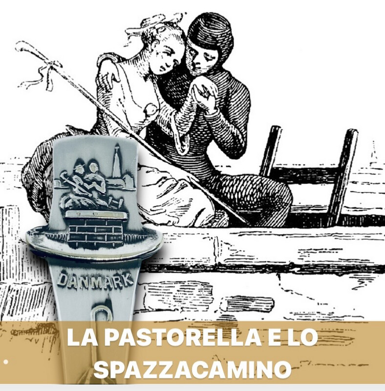 Anello LA PASTORELLA E LO SPAZZACAMINO  FAVOLA ANDERSEN  antica posata