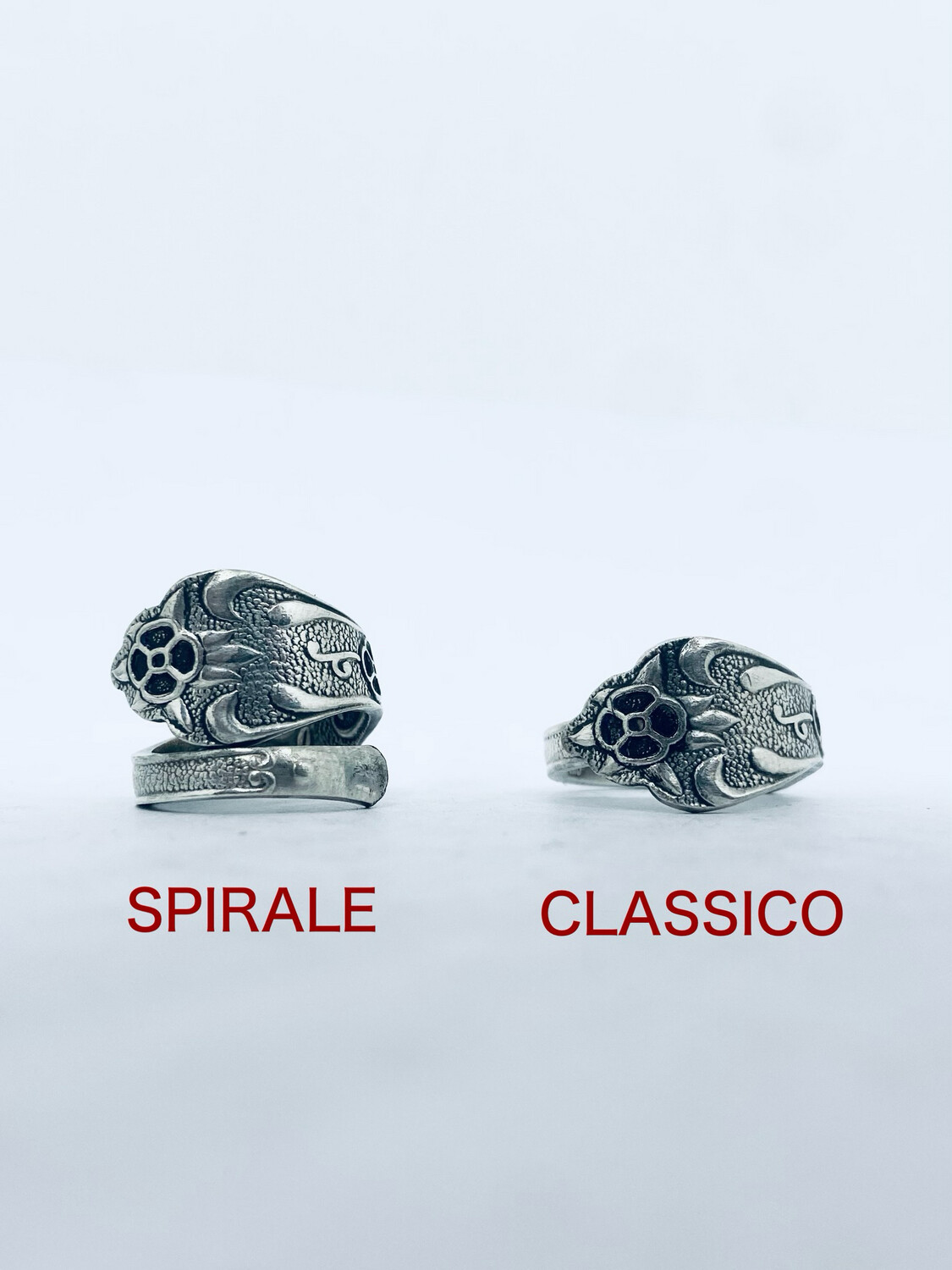 Anello SPIRALE/CLASSICO MANICO CUCCHIAINO antica posata in argento