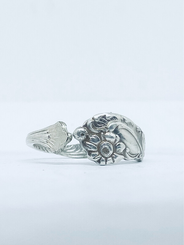 Anello CLASSICO  MANICO CUCCHIAINO FIORE antica posata in argento