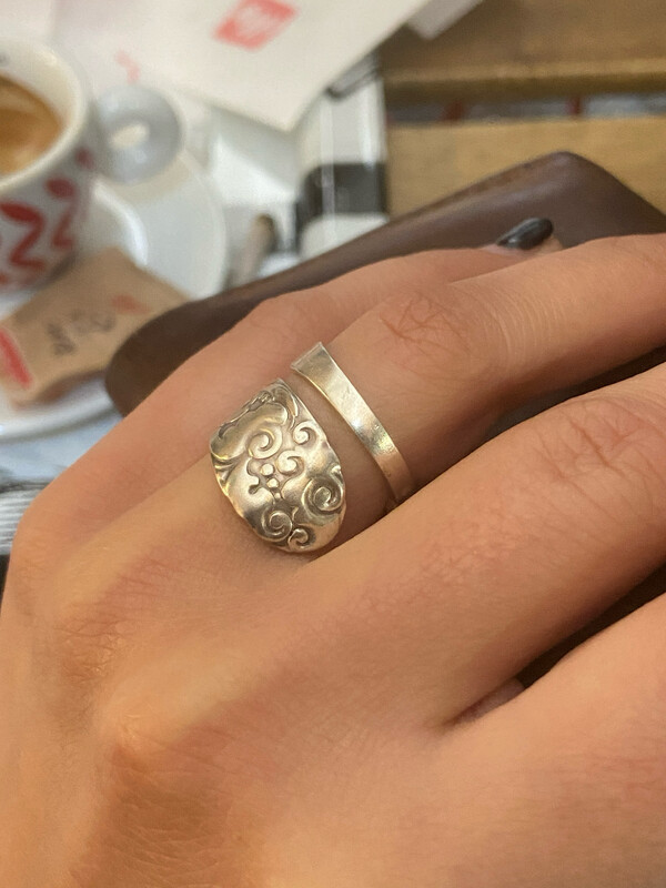 Anello SPIRALE  MANICO CUCCHIAINO antica posata in argento