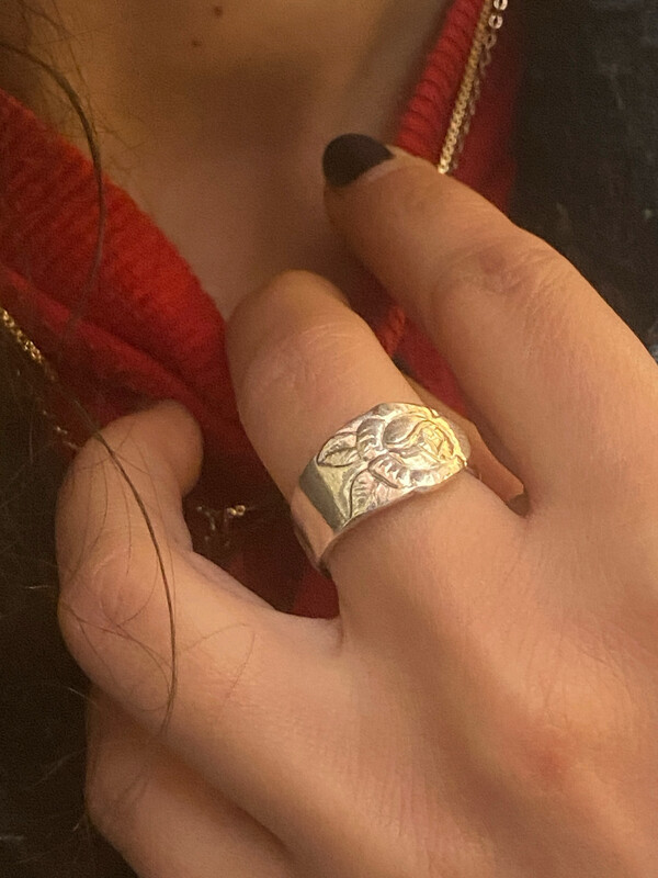 Anello  CLASSICO MANICO CUCCHIAINO ROSA antica posata in argento