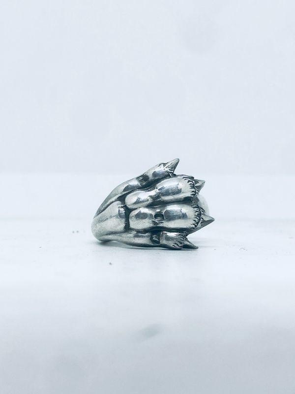 Anello PINZETTA ZAMPETTA LEONE antica posata