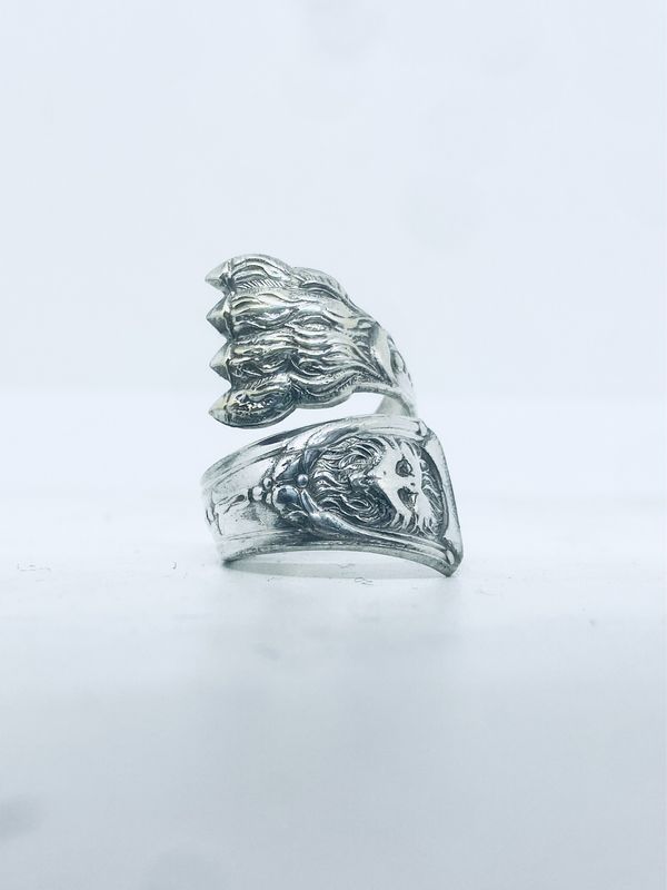 Anello PINZETTA ZAMPETTA LEONE antica posata