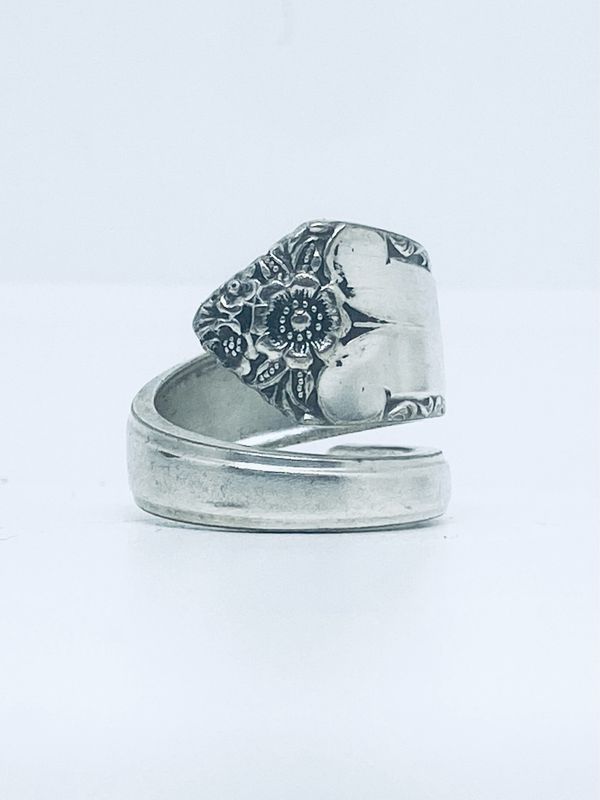 Anello SPIRALE MANICO CUCCHIAINO antica posata in argento