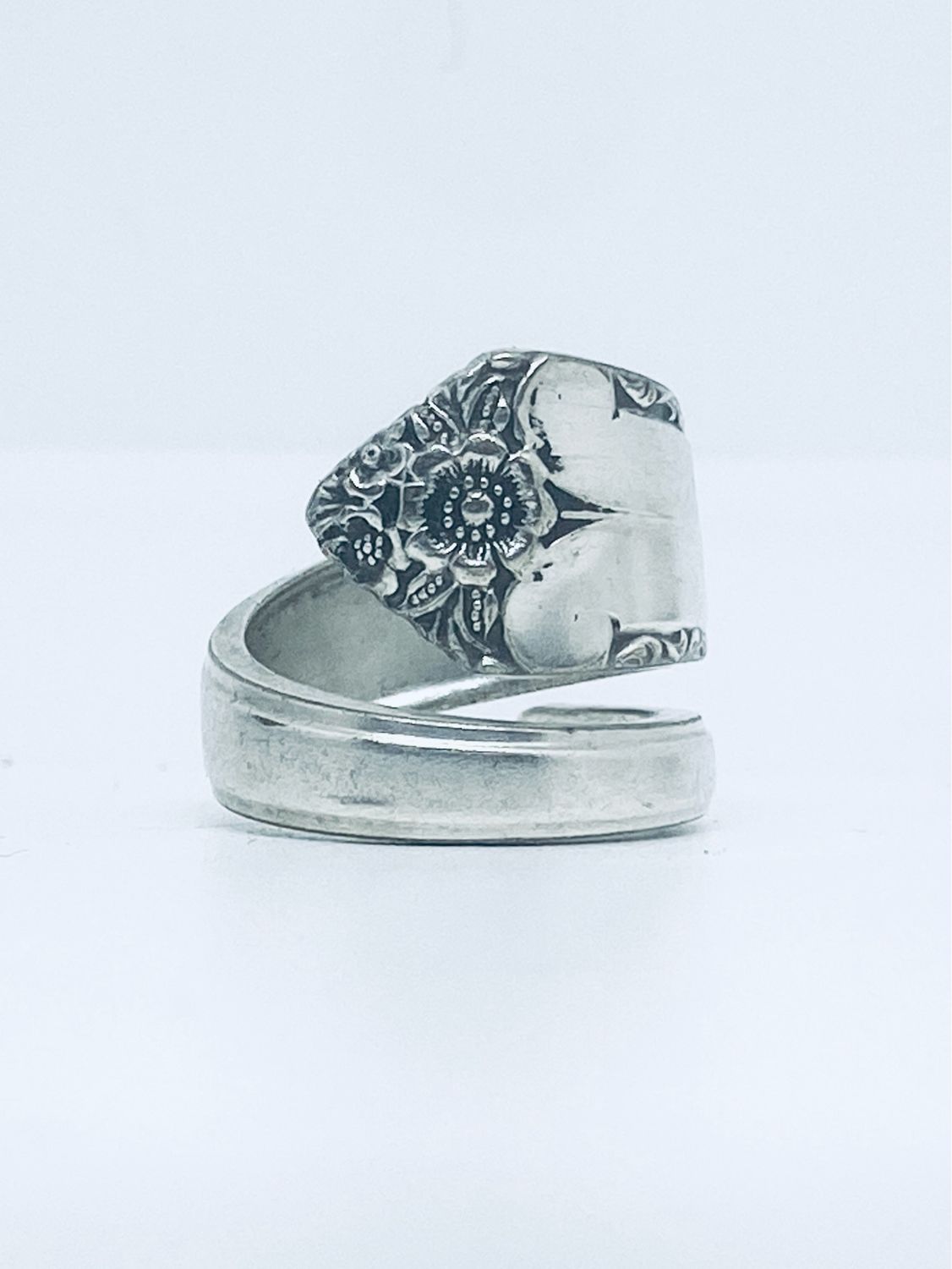 Anello SPIRALE MANICO CUCCHIAINO antica posata in argento