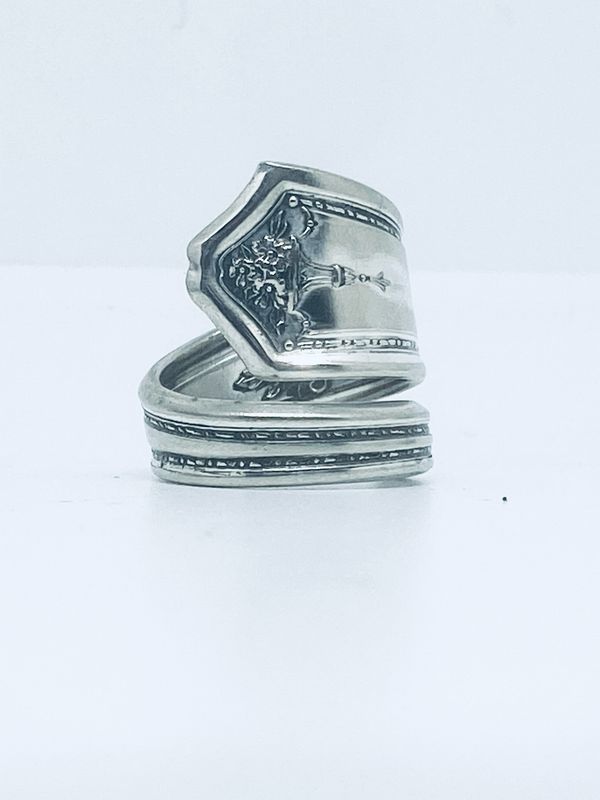 Anello SPIRALE MANICO CUCCHIAINO antica posata in argento