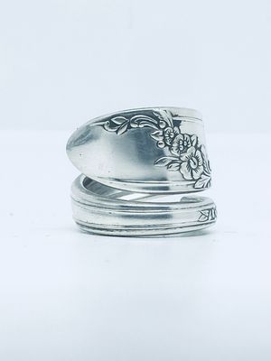 Anello SPIRALE MANICO CUCCHIAINO antica posata in argento