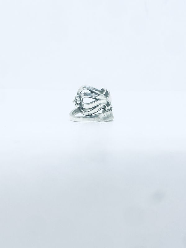 Anello  CLASSICO/SPIRALE CUCCHIAINO DECORO antica posata in argento