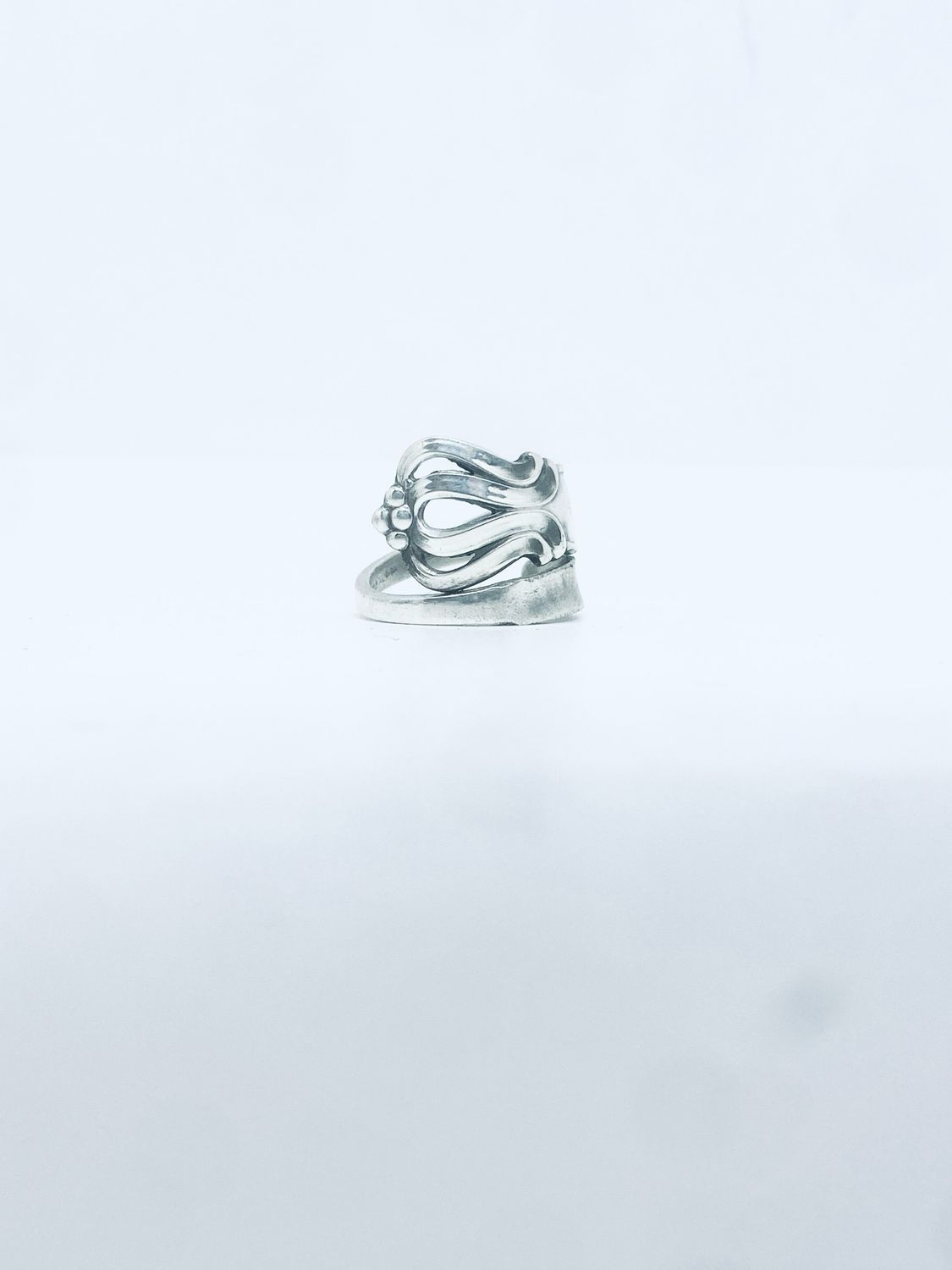 Anello  CLASSICO/SPIRALE CUCCHIAINO DECORO antica posata in argento