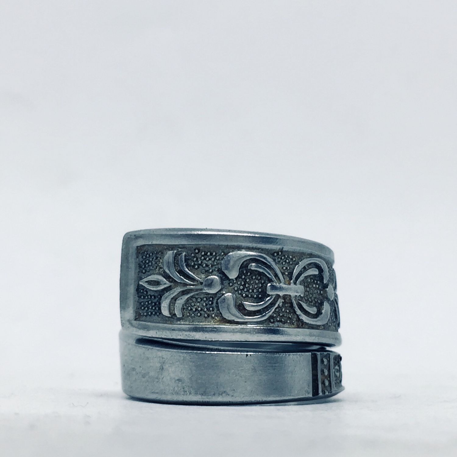 Anello ACCIAIO SPIRALE DORJE antica posata acciaio della nonna