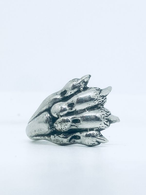 Anello PINZETTA ZAMPETTA LEONE antica posata