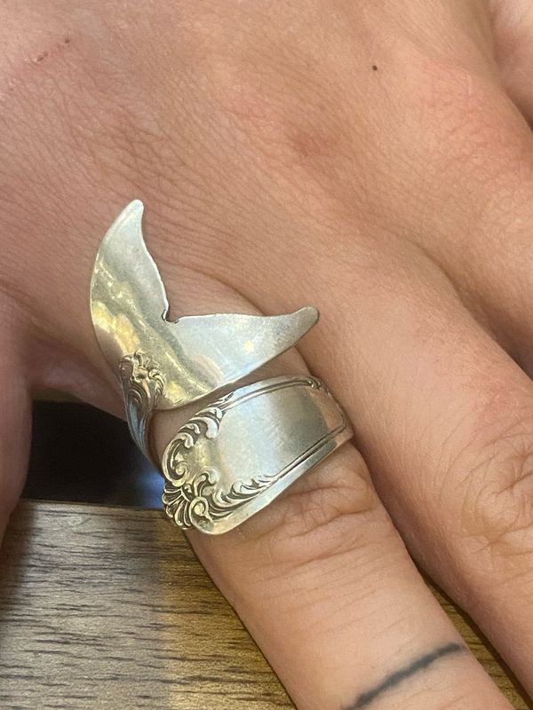 Anello CODA BALENA 02 antica posata in argento