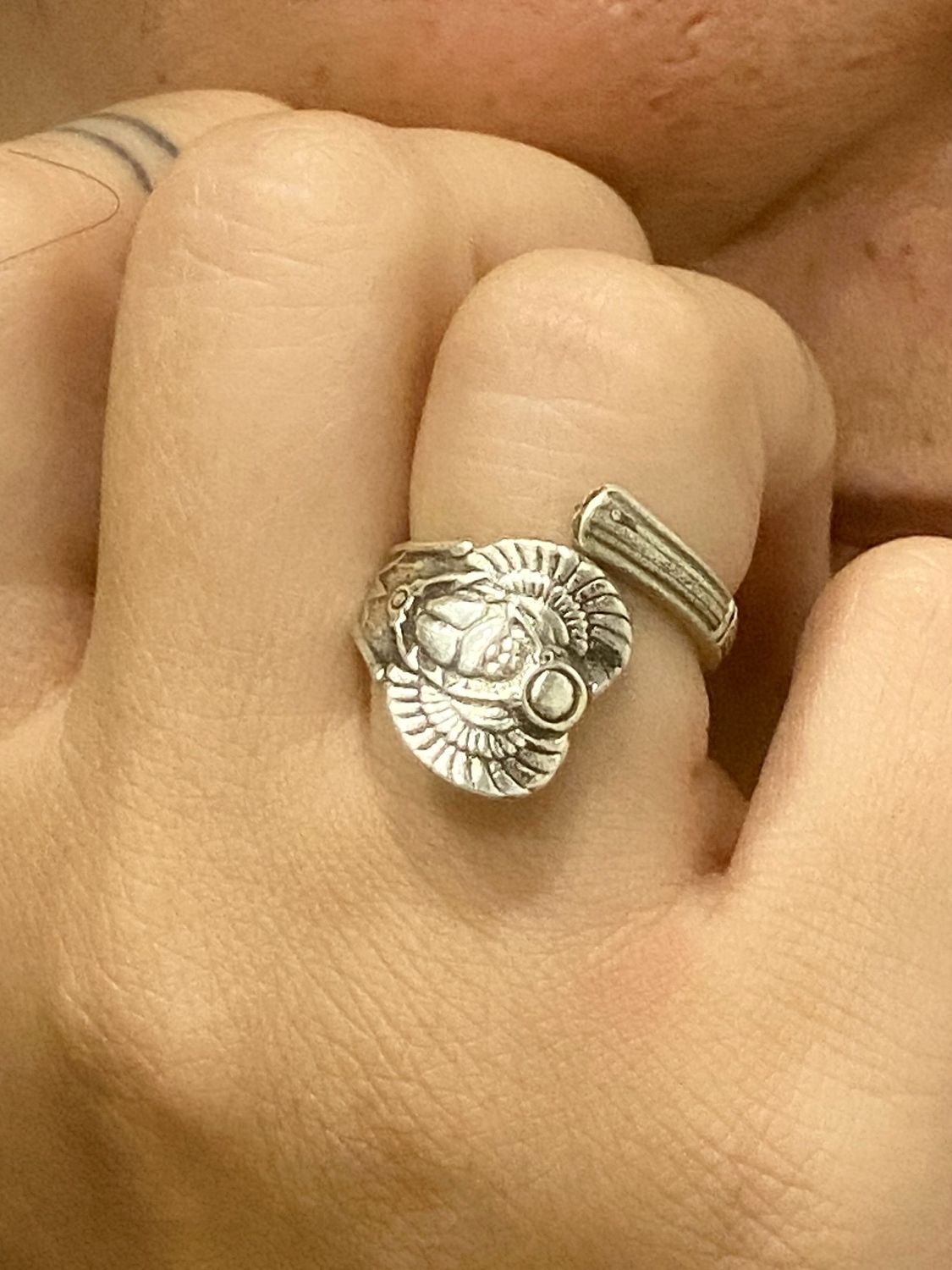Anello SPIRALE/CLASSICO SCARABEO 925 MANICO CUCCHIAINO antica posata in argento
