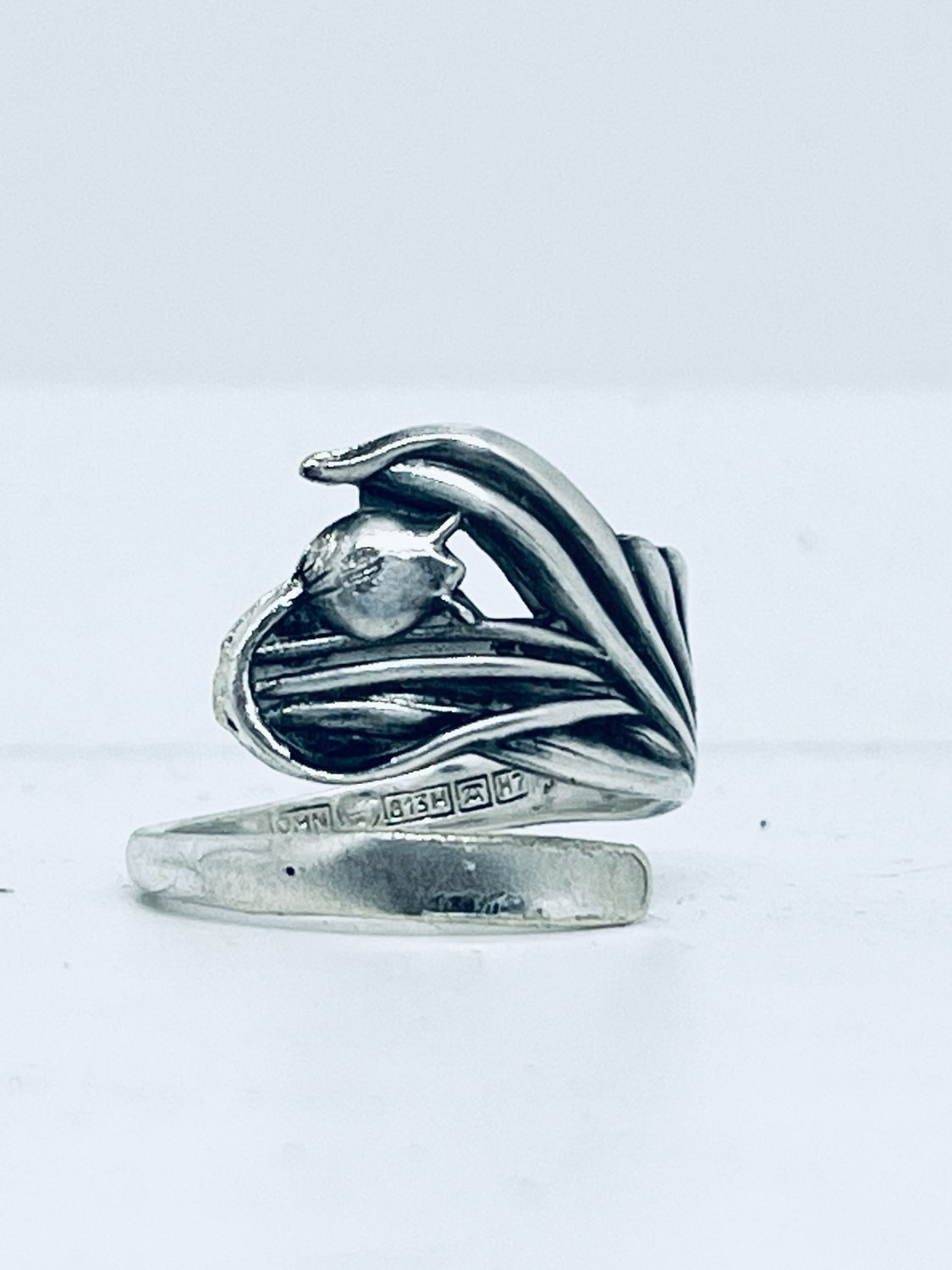 Anello SPIRALE MANICO 1 MUGHETTO antica posata