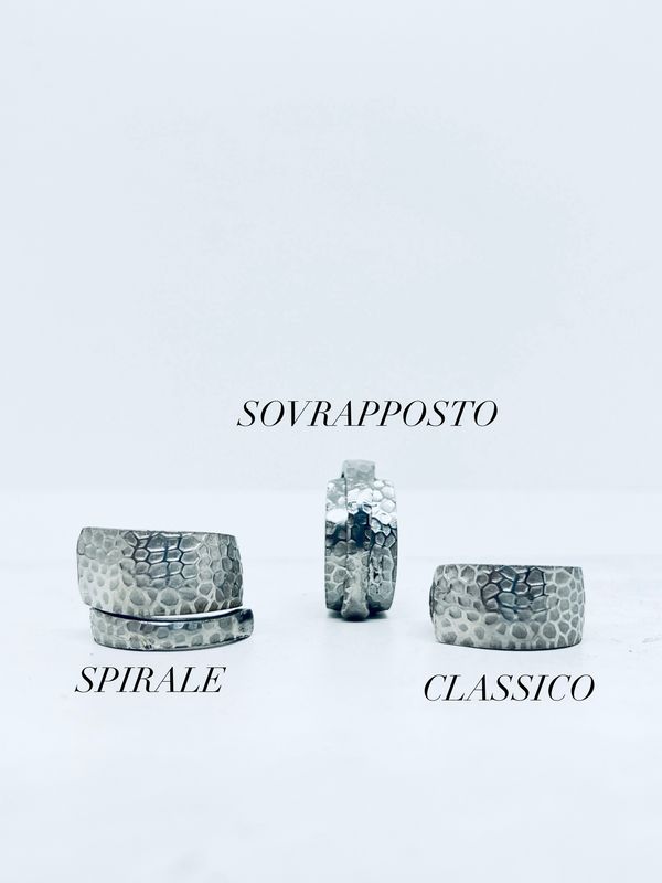 Anello PITONATO FEDINA/SPIRALE/SOVRAPPOSTO  MANICO CUCCHIAINO INOX antica posata in acciaio 