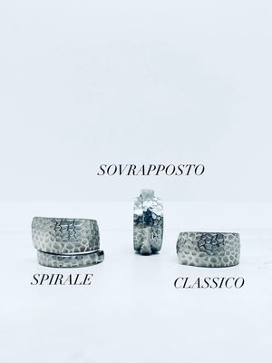Anello PITONATO FEDINA/SPIRALE/SOVRAPPOSTO  MANICO CUCCHIAINO INOX antica posata in acciaio 