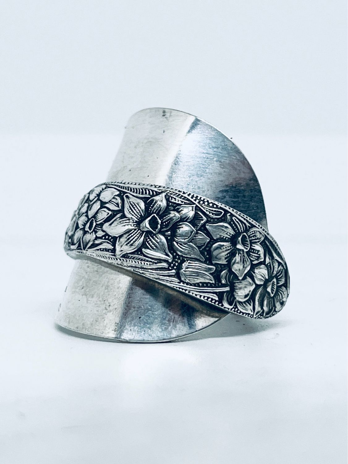 Anello INTERO CUCCHIAINO NARCISI antica posata in argento