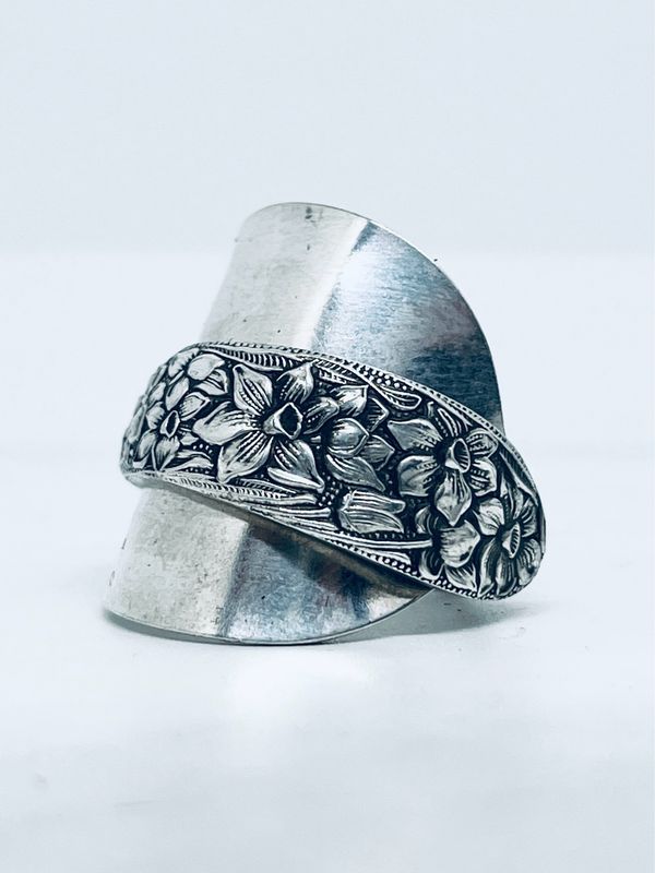 Anello INTERO CUCCHIAINO NARCISI antica posata in argento