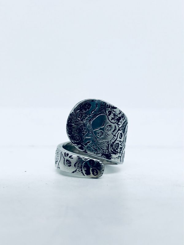 Anello CALAVERAS SPIRALE MANICO CUCCHIAINO INOX antica posata in acciaio 
