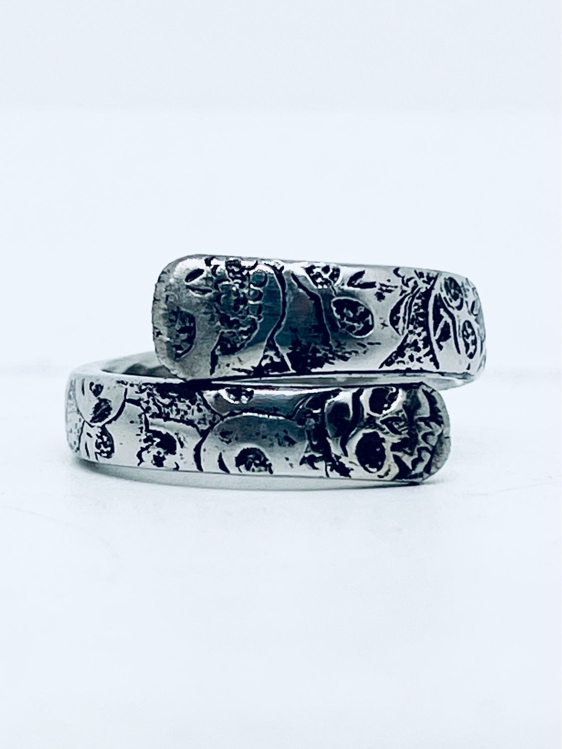 Anello CALAVERAS FEDINA INTRECCIATA  MANICO CUCCHIAINO INOX antica posata in acciaio 