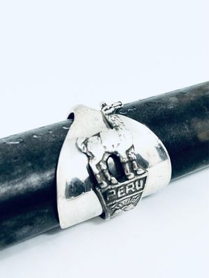 Anello INTERO CUCCHIAINO ALPACA PERÙ antica posata in argento