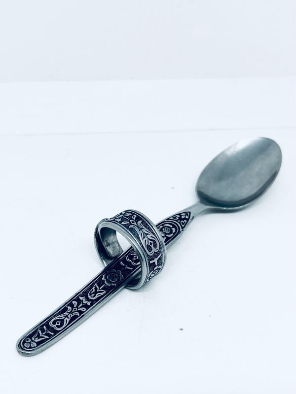Anello FEDINA MANICO CUCCHIAINO INOX antica posata in acciaio 