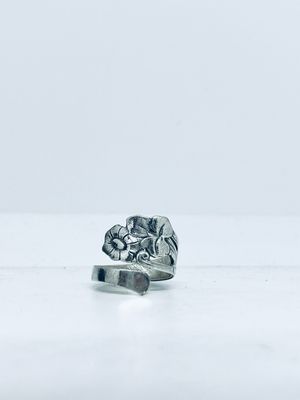 Anello SPIRALE/CLASSICO ACETOSELLA TRAFORATO LIBERTY 925 MANICO CUCCHIAINO antica posata in argento