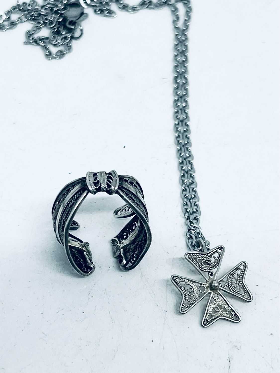 Anello SPILLA FIOCCO filigrana d’argento  antica spilla