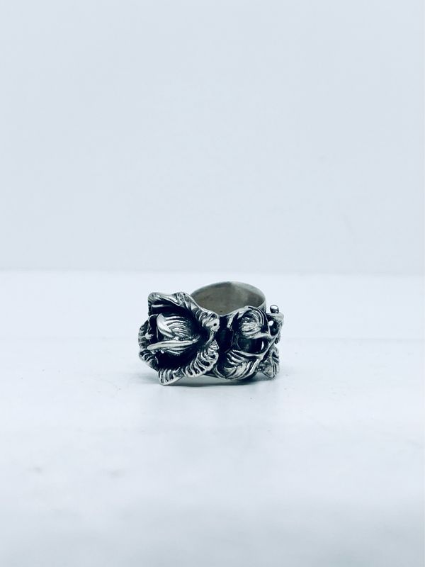 Anello SPALMABURRO  &quot;ROSA DI HILDESCHEIM&quot; antica posata in argento 835