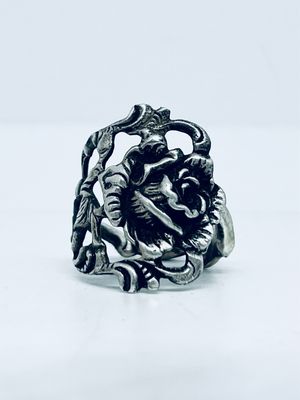 Anello CLASSICO FASCIA  &quot;ROSA DI HILDESCHEIM&quot; MISURA 10 PINZA PASTICCINI antica posata in argento 835