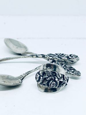 Anello INTERO  &quot;ROSA DI HILDESCHEIM&quot; 03 antica posata in argento 800