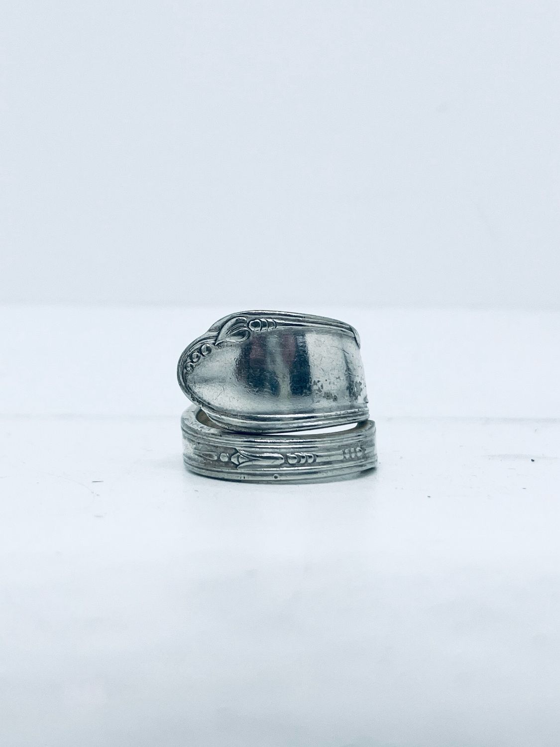 Anello SPIRALE MANICO CUCCHIAINO antica posata in argento