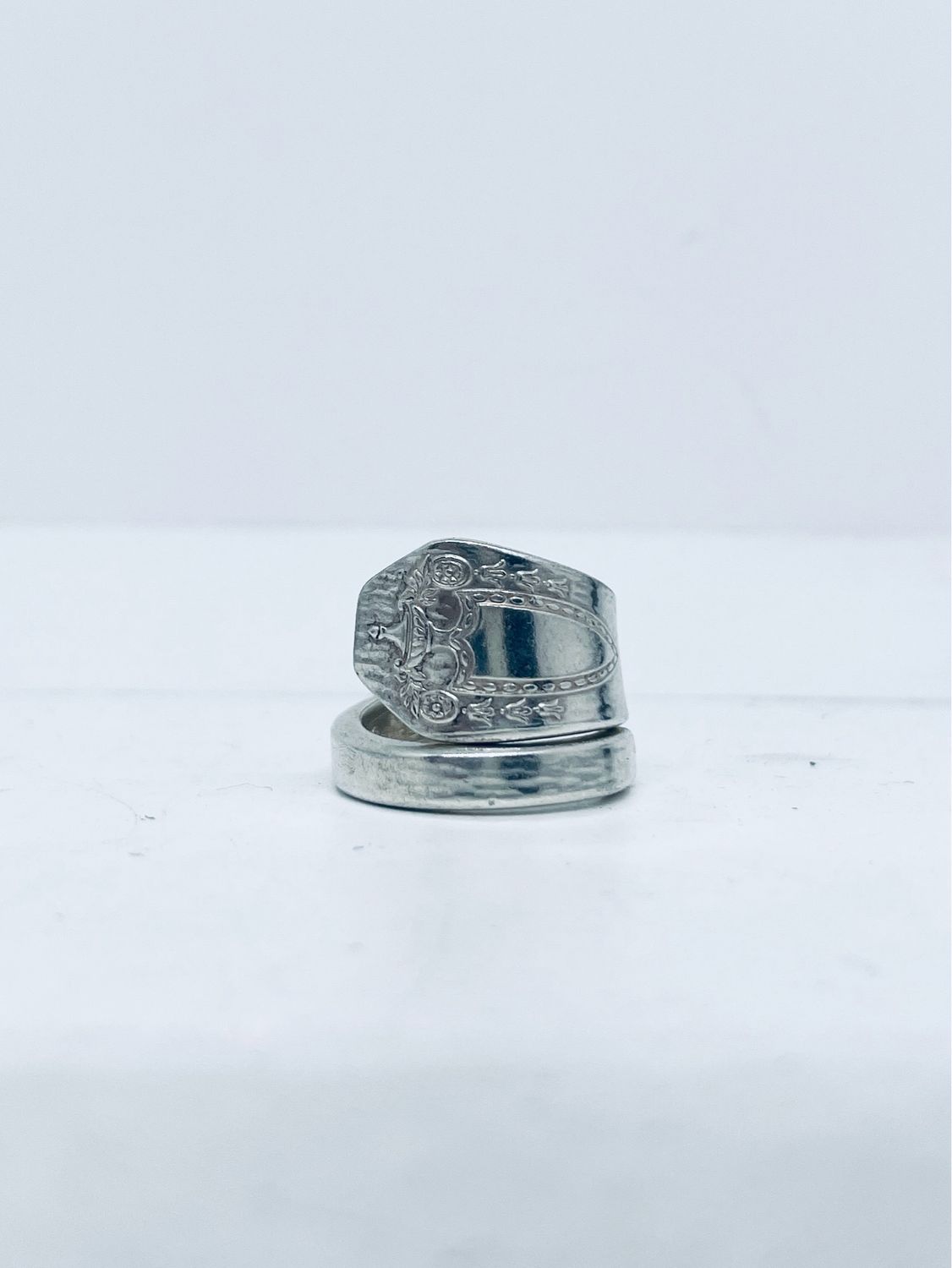 Anello SPIRALE MANICO CUCCHIAINO antica posata in argento
