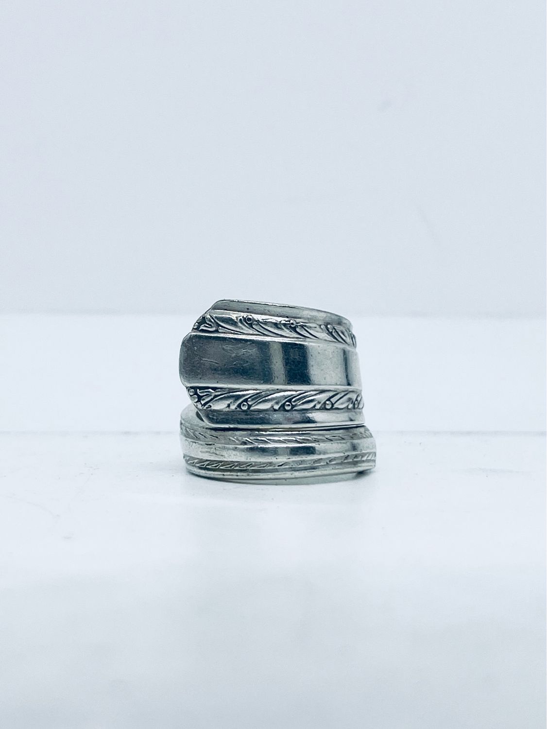 Anello SPIRALE MANICO CUCCHIAINO antica posata in argento