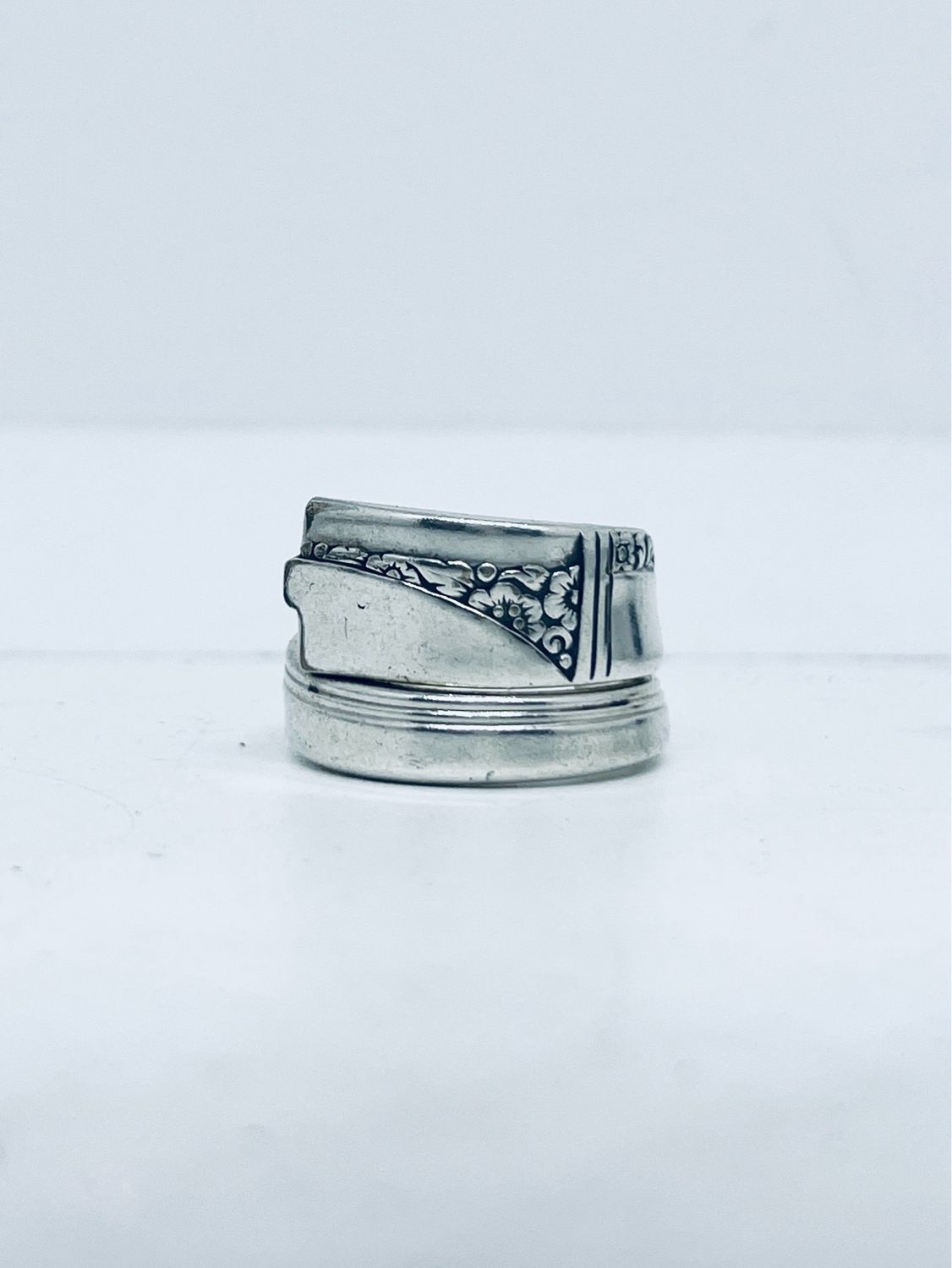 Anello SPIRALE MANICO CUCCHIAINO antica posata in argento