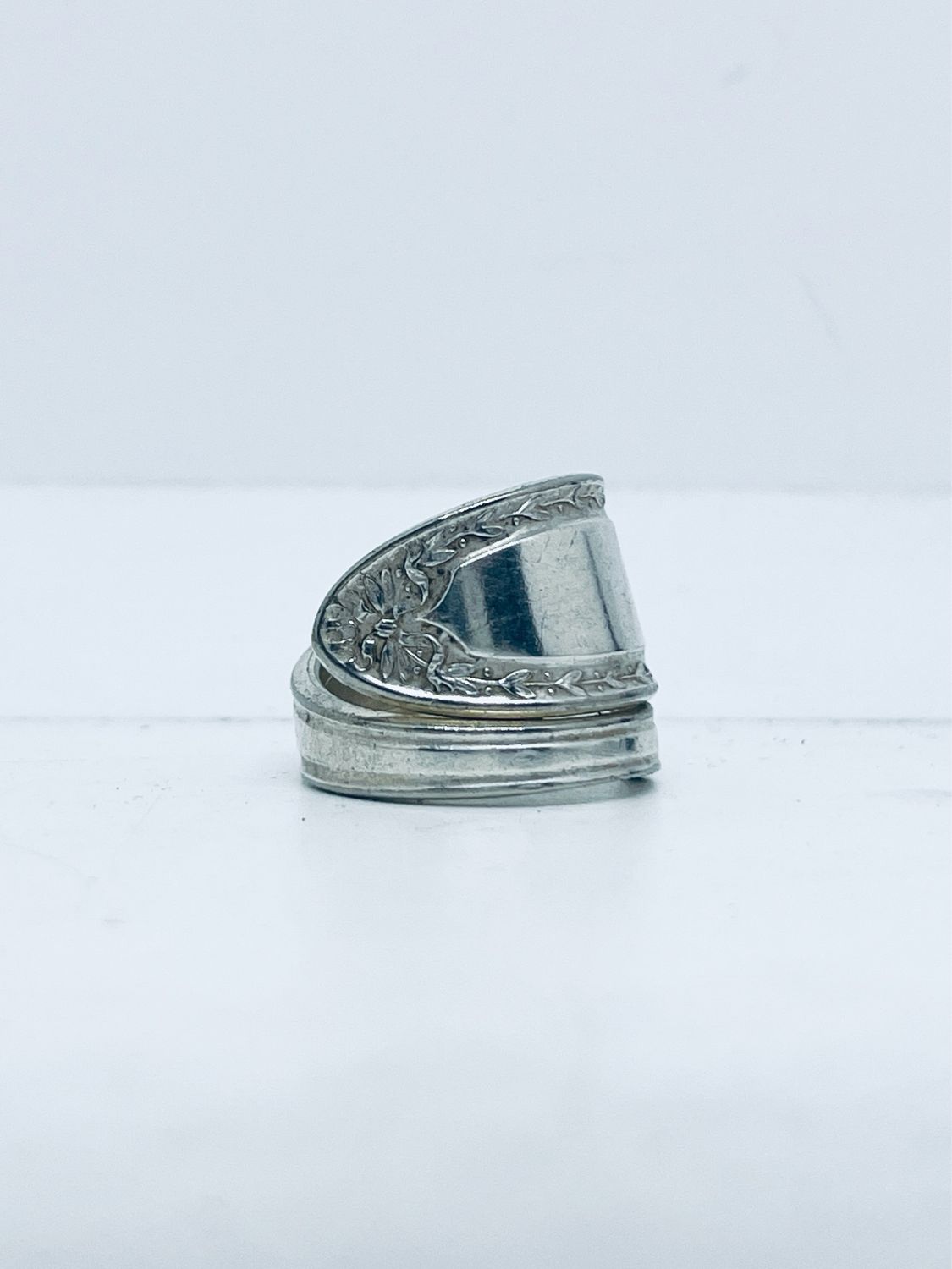Anello SPIRALE MANICO CUCCHIAINO antica posata in argento
