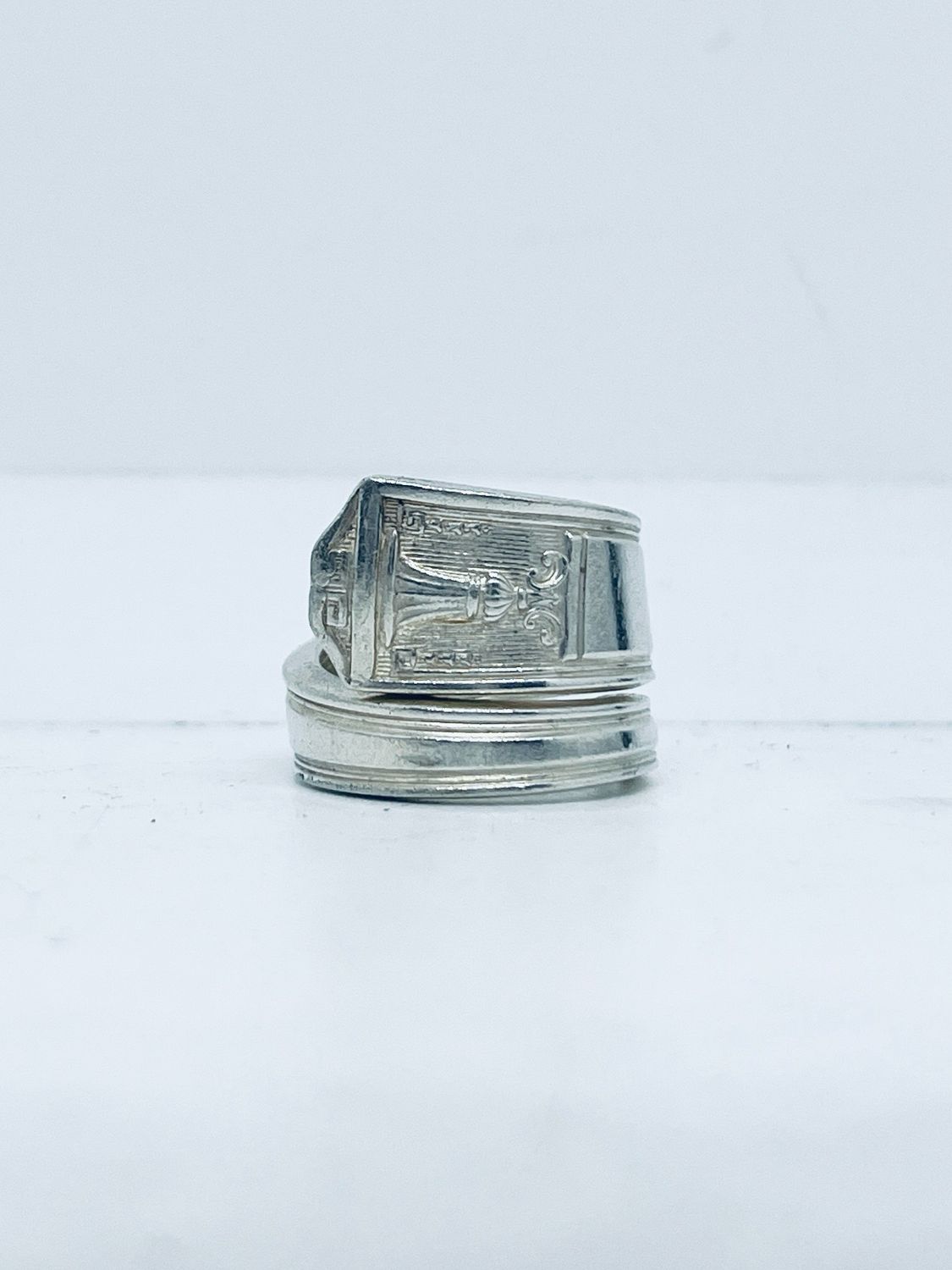 Anello SPIRALE MANICO CUCCHIAINO antica posata in argento