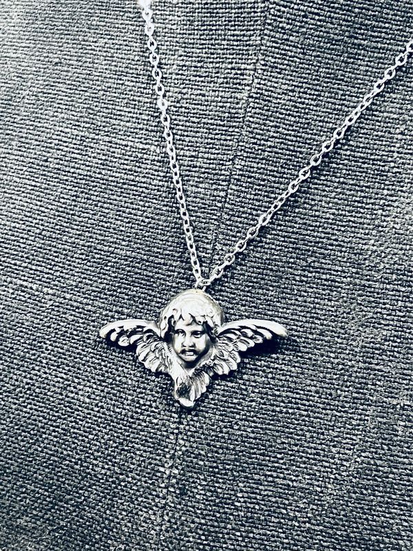 Ciondolo/Pendente”PUTTO”  Vintage in Silverplate - Spilla Antica Prima Metà del ‘900