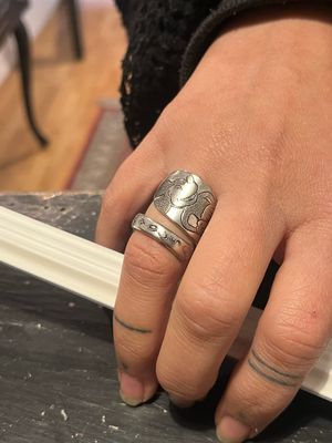 Anello SPIRALE MANICO CUCCHIAINO TOPOLINO antica posata in argento