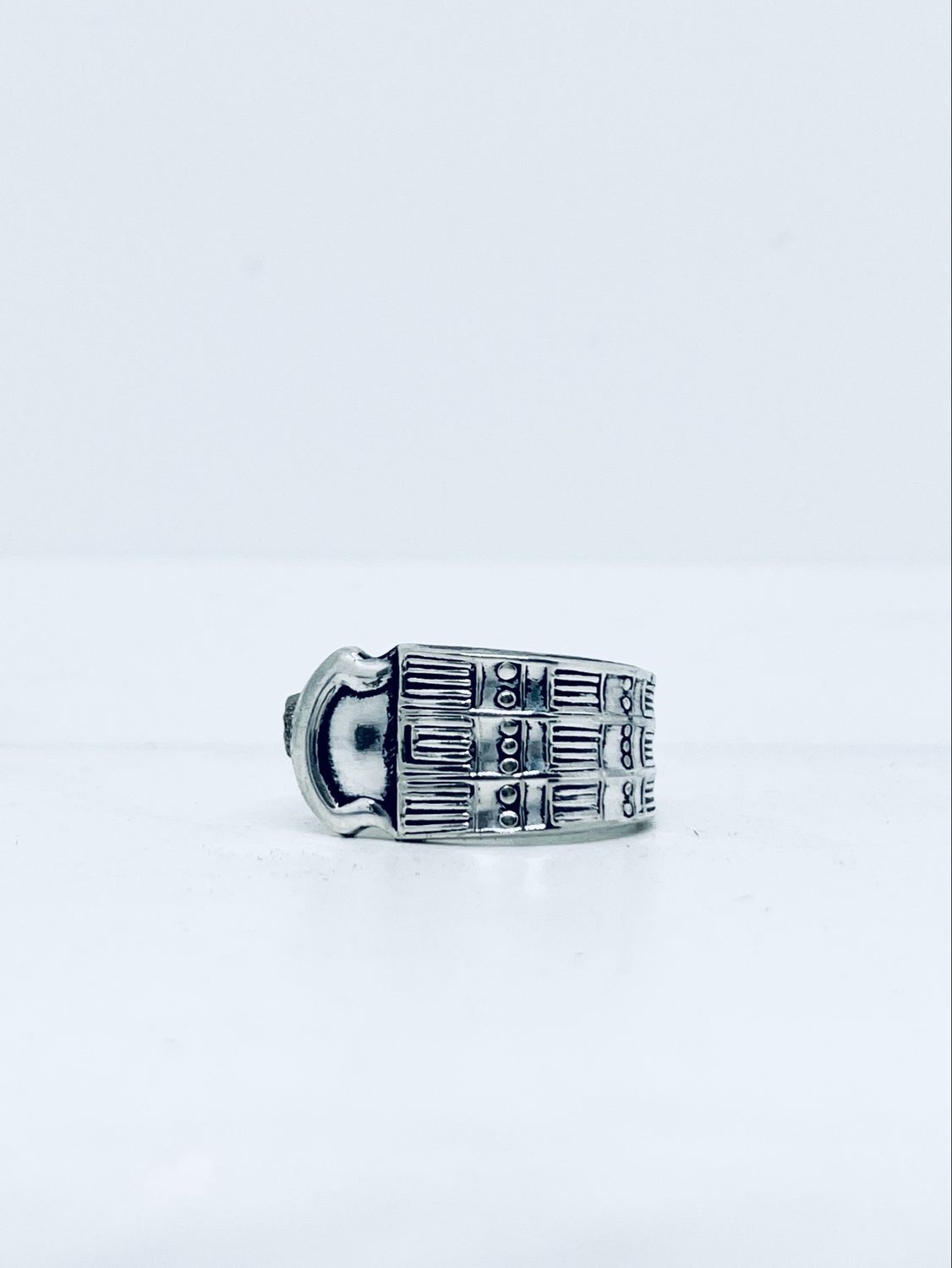 Anello CLASSICO “AXUM”  MANICO CUCCHIAINO antica posata in acciaio argentato