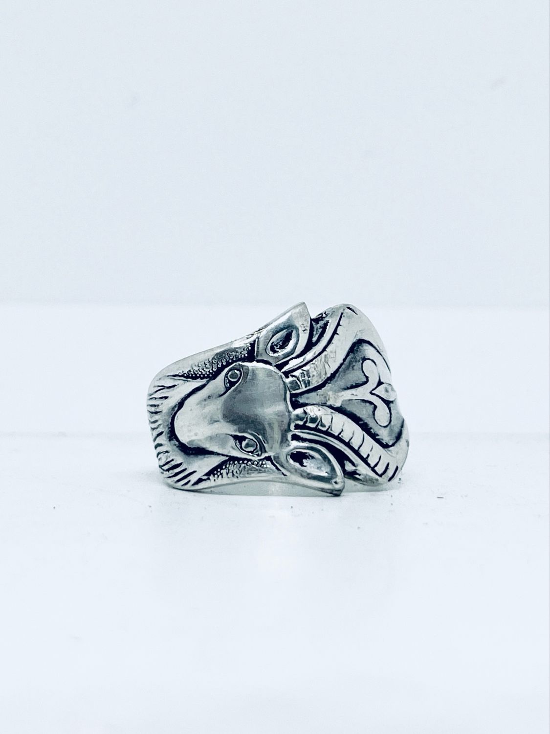 Anello CLASSICO “NYALA”  MANICO CUCCHIAINO antica posata in acciaio argentato