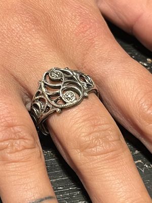 Anello BOCCHETTA TRAFORATA  #04 DECORO/SERRATURA ARGENTO 925 antica bocchetta