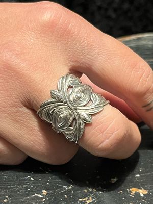 Anello BOCCHETTA DECORO/SERRATURA GOCCIA ARGENTO 925 antica bocchetta
