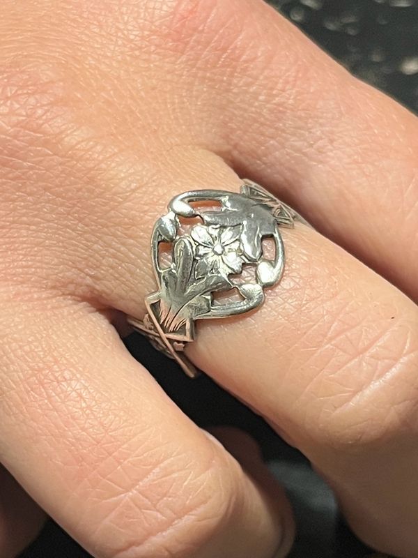 Anello SPILLA FIORE TONDO antica spilla