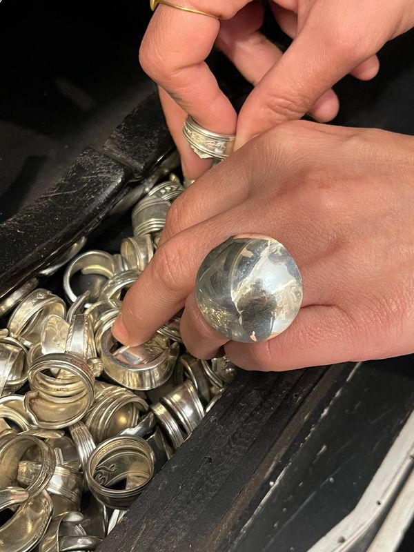 Anello INTERO “TONDO”  CUCCHIAINO CIOCCOLATO antica posata in argento