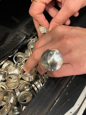 Anello INTERO “TONDO”  CUCCHIAINO CIOCCOLATO antica posata in argento